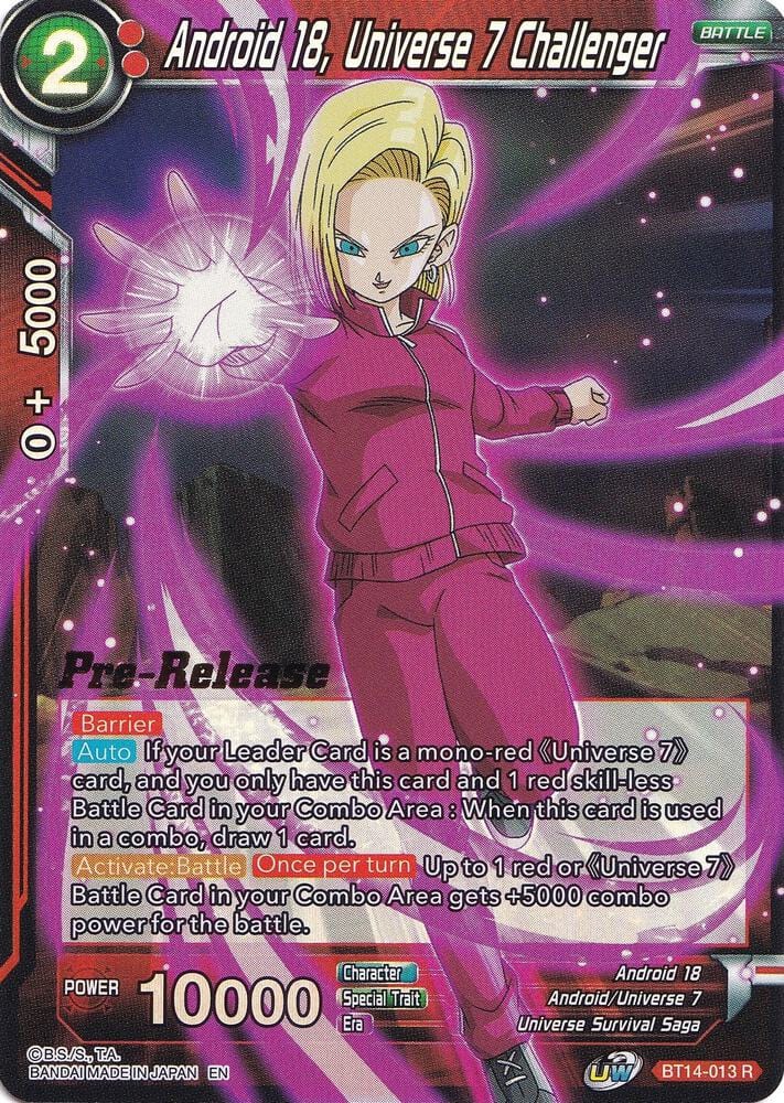 Android 18, Universe 7 Challenger - Cross Spirits Pre-Release