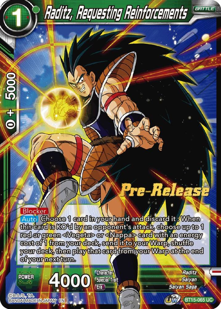 Raditz, Requesting Reinforcements - Saiyan Showdown Pre-Release