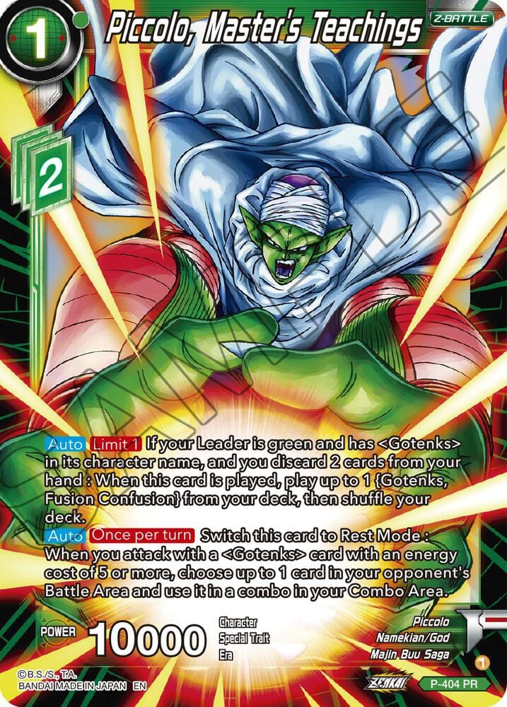 Piccolo, Master's Teachings