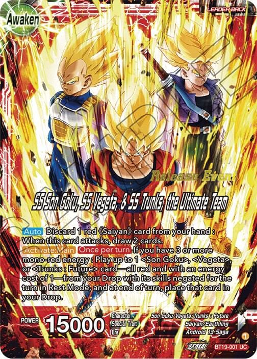 Son Goku & Vegeta & Trunks // SS Son Goku, SS Vegeta, & SS Trunks, the Ultimate Team BT19-001