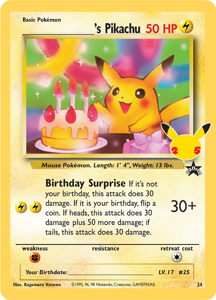 Birthday Pikachu - 24 - Holo Promo