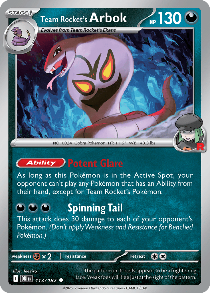 Team Rocket's Arbok 113/182
