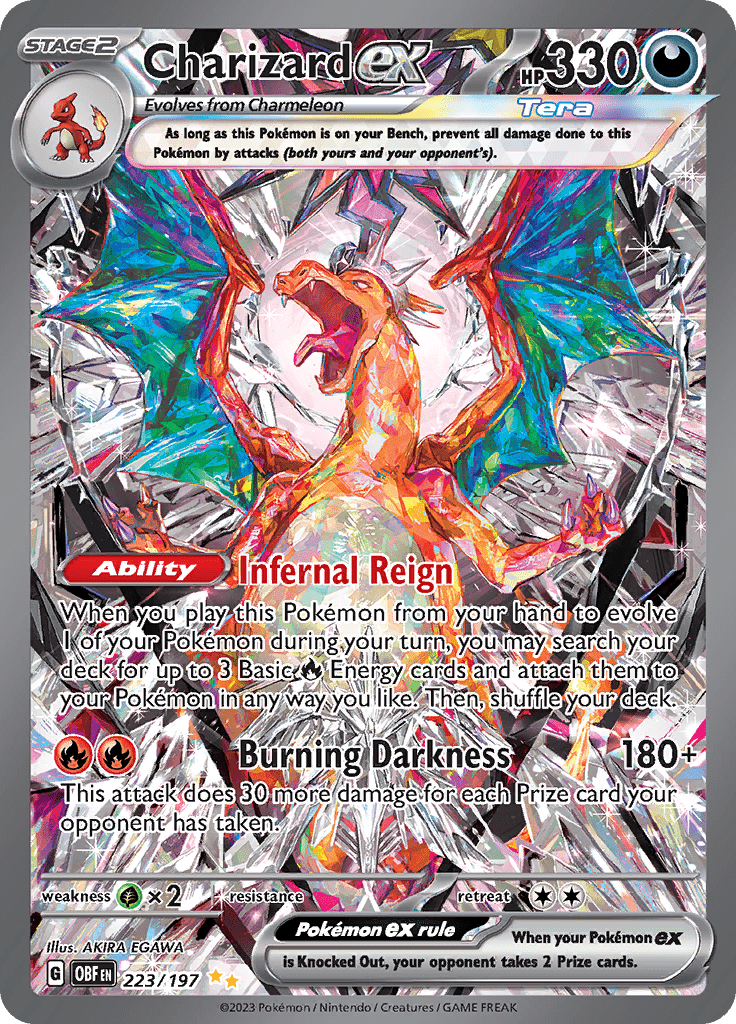 Cartas de Charizard Ex 223/197 | Arte Alternativo Obsidian Flames Cartas de Charizard Ex 223/197 | Arte Alternativo Obsidian Flames