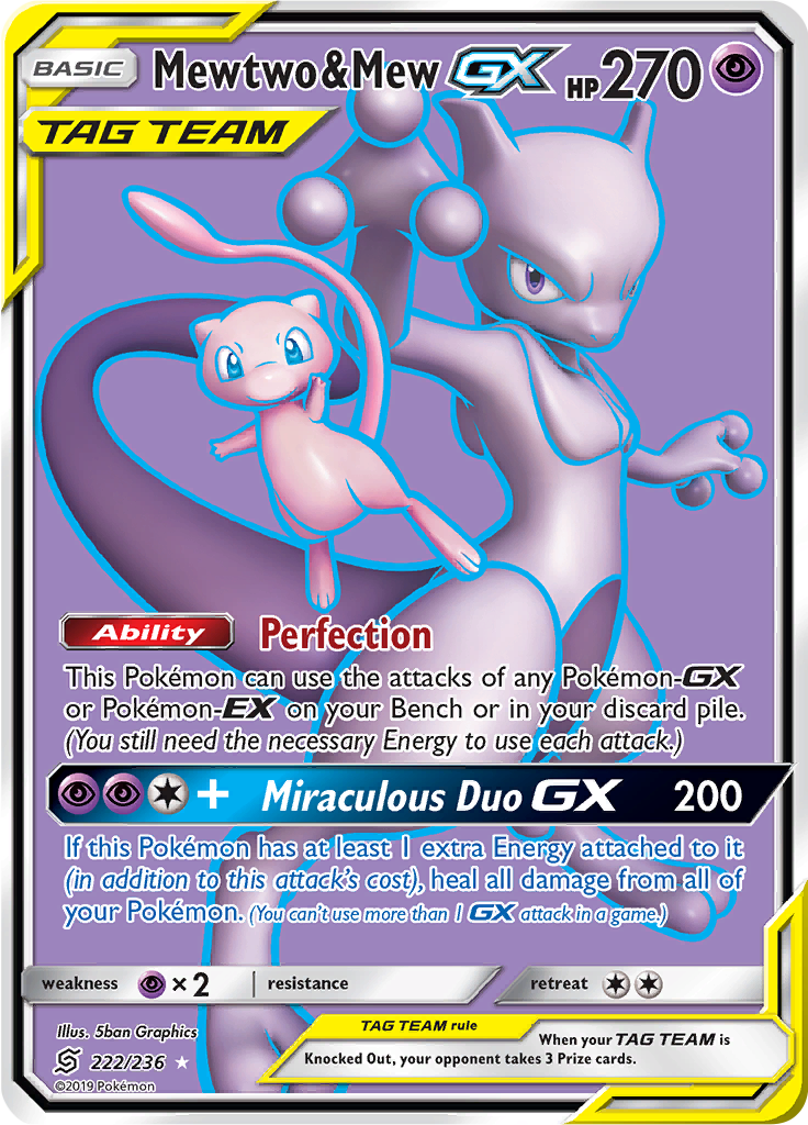 Mewtwo & Mew GX (Full Art) 222/236