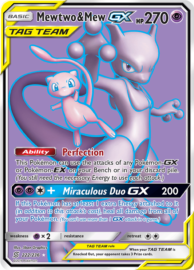 Mewtwo & Mew GX (Full Art) 222/236