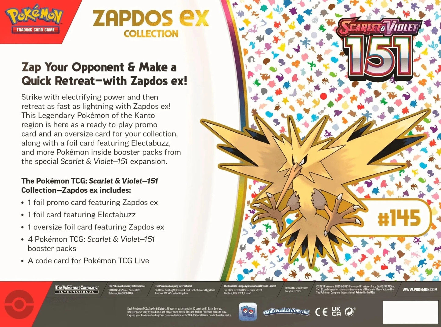 Zapdos Ex Collection 151 Set