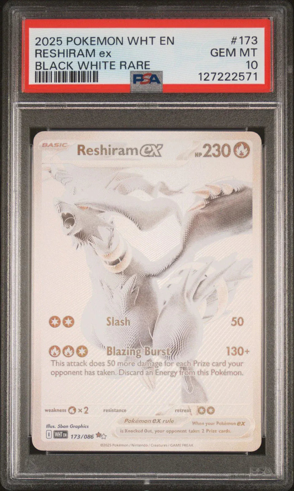 Reshiram Ex 173/086 (Psa 10)