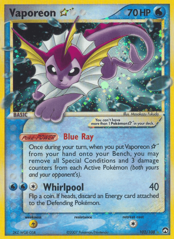 Vaporeon Star 102/108 (Gold Star)