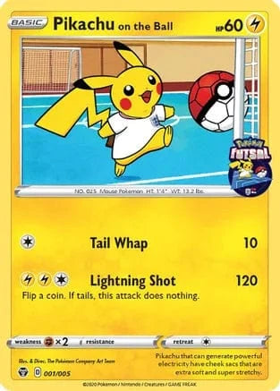 Pikachu on the Ball 001/005 (Pokemon Futsal) (Sellado)