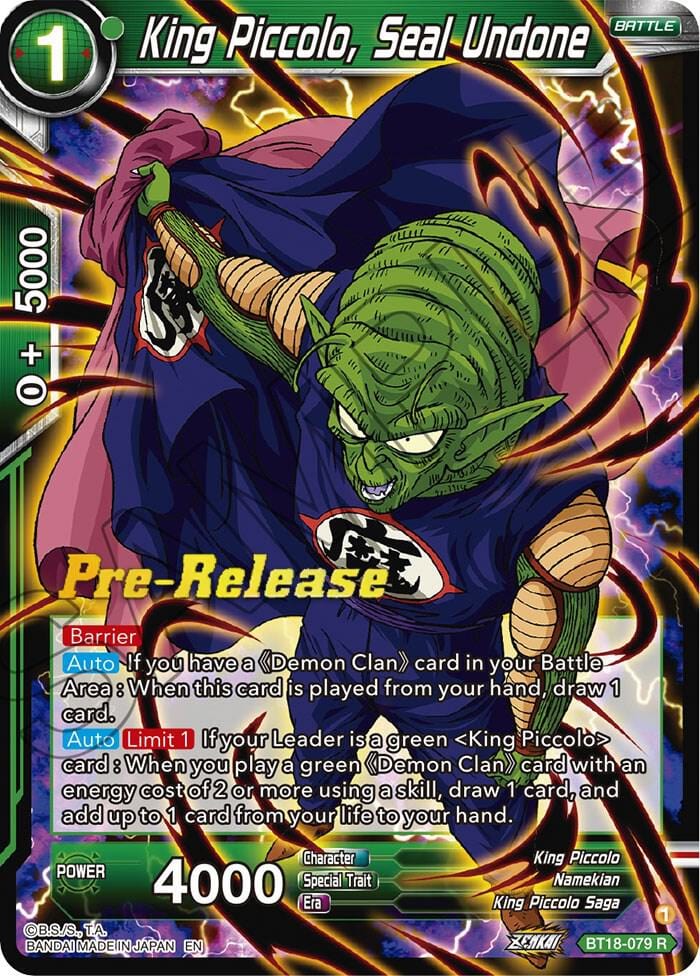 King Piccolo, Seal Undone - Dawn of the Z-Legends Pre-Release