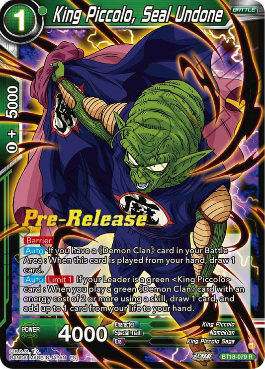King Piccolo, Seal Undone - Dawn of the Z-Legends Pre-Release