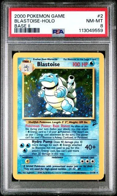 Blastoise 2/130 Pokemon Base Set 2 (PSA 8)