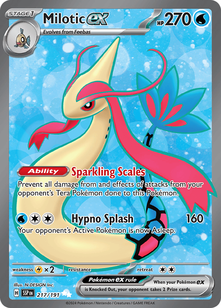 Milotic EX 217/191 Pokemon Card - Surging Sparks Full Art Pokémon Card Milotic EX 217/191 Pokemon Card - Surging Sparks Full Art Pokémon Card