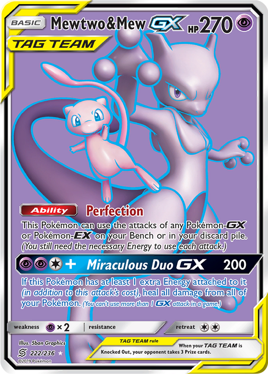 Mewtwo & Mew GX (Full Art) 222/236
