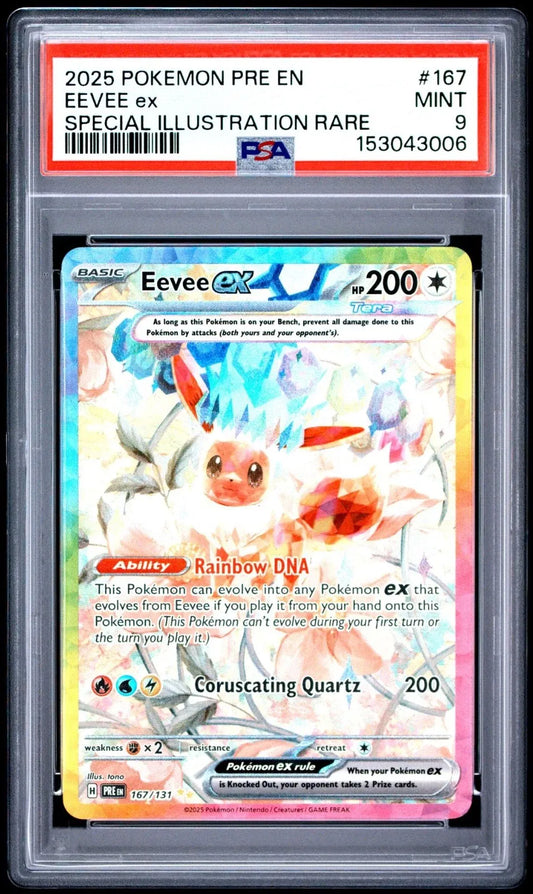 Eevee Ex #167 Pokemon Prismatic Evolutions (Psa 9)