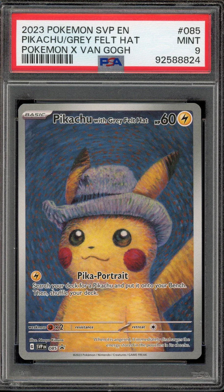 Pikachu with Grey Felt Hat #85 (PSA 9) (Van Gogh)