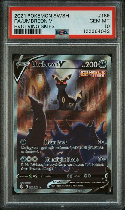 Umbreon V #189 Pokemon Evolving Skies (Psa 10)