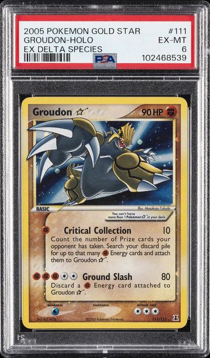 Groudon [Gold Star] #111 Pokemon Delta Species (Psa 6)