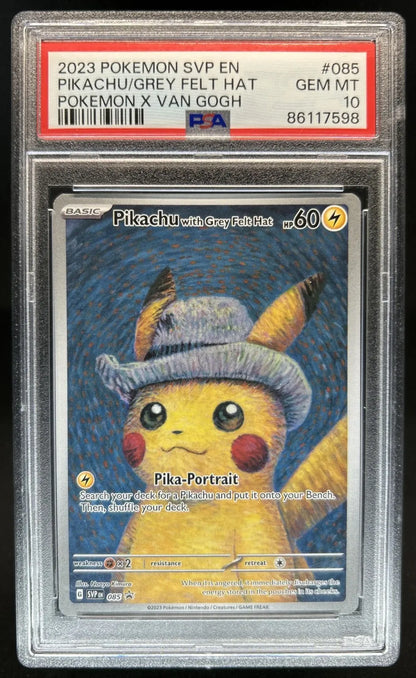 Pikachu with Grey Felt Hat #85 (PSA 10) (Van Gogh)