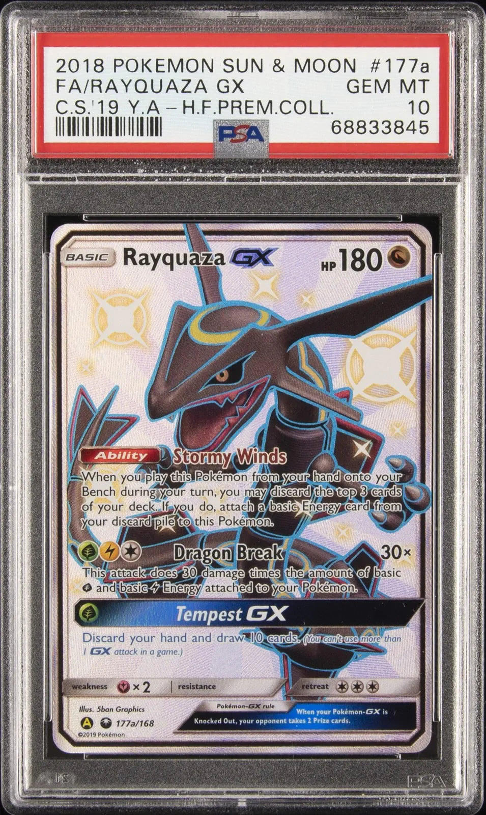Rayquaza GX #177a Pokemon Celestial Storm (Psa 10)