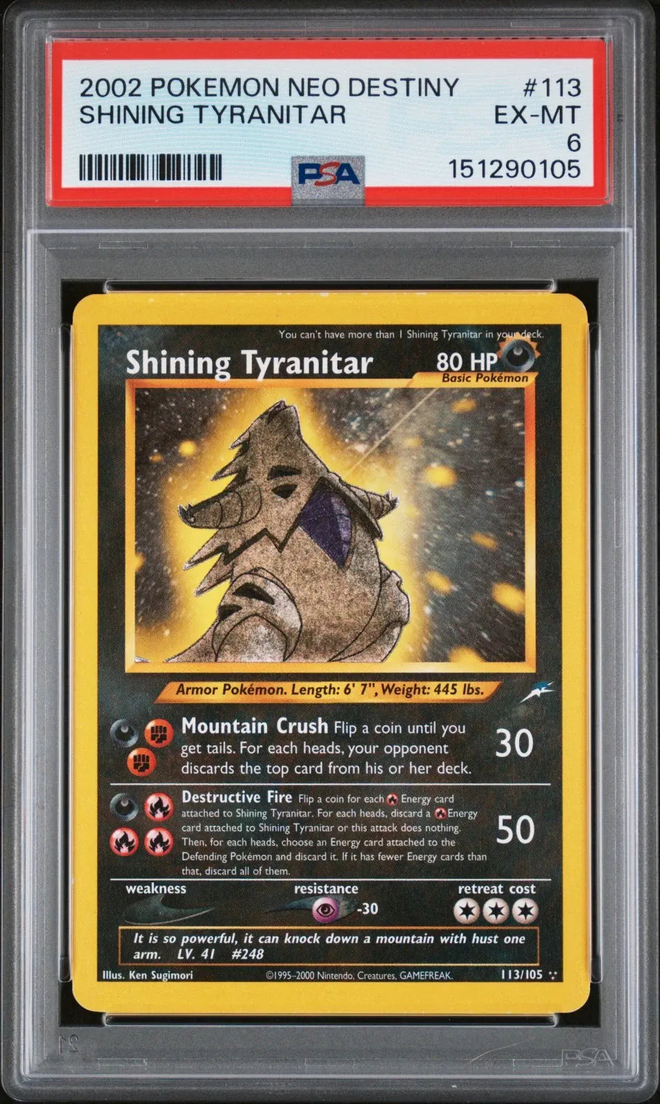 Shining Tyranitar #113 Pokemon Neo Destiny (Psa 6)